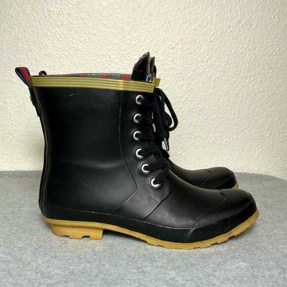 Tommy Hilfiger | Renegade Rainboot in Black‎ womens rain boots short lace up - Picture 1 of 9